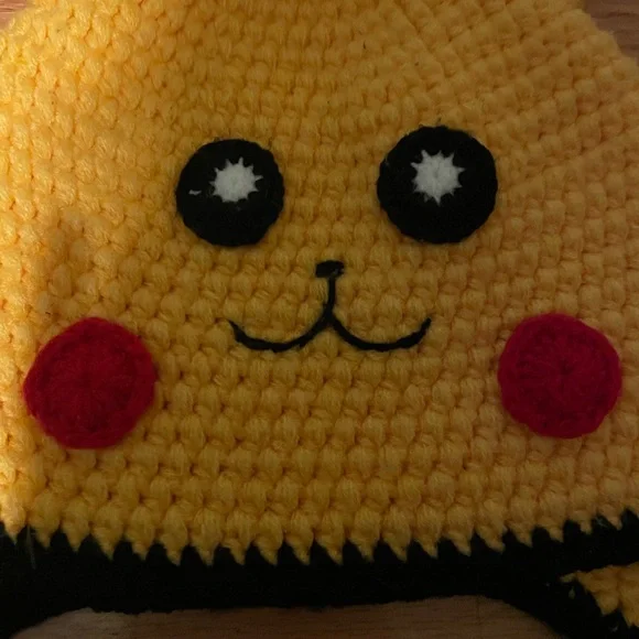 Pikachu hand knit kids winter hat, Pokemon - Picture 2 of 5
